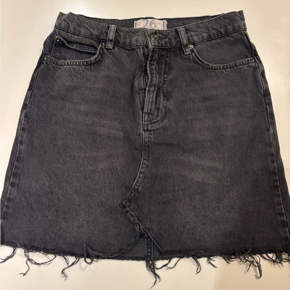 Free People Classic Black 90s Style Denim Mini Skirt